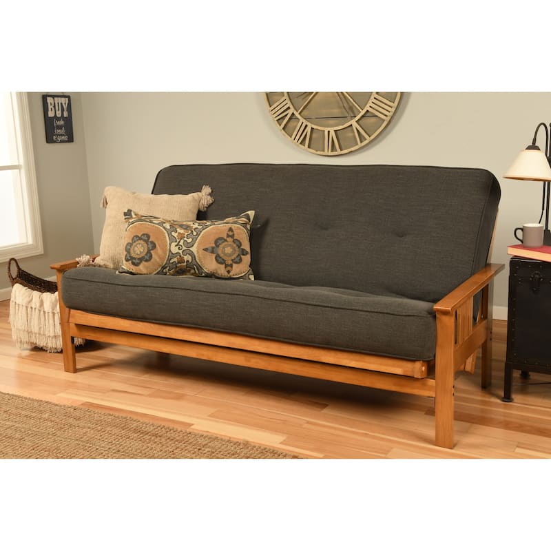 Somette Monterey Butternut Futon Set and Mattress - Linen Charcoal