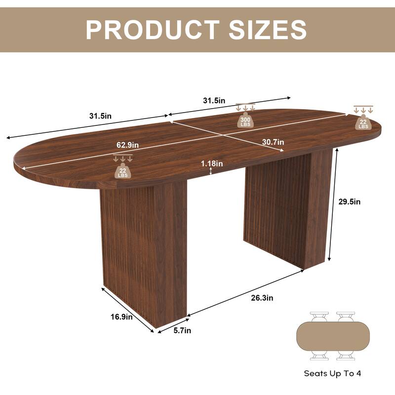 Oval Dining Table for 6, Kitchen Table with Wood Tabletop, Waterproof Meeting Table Home Office Table