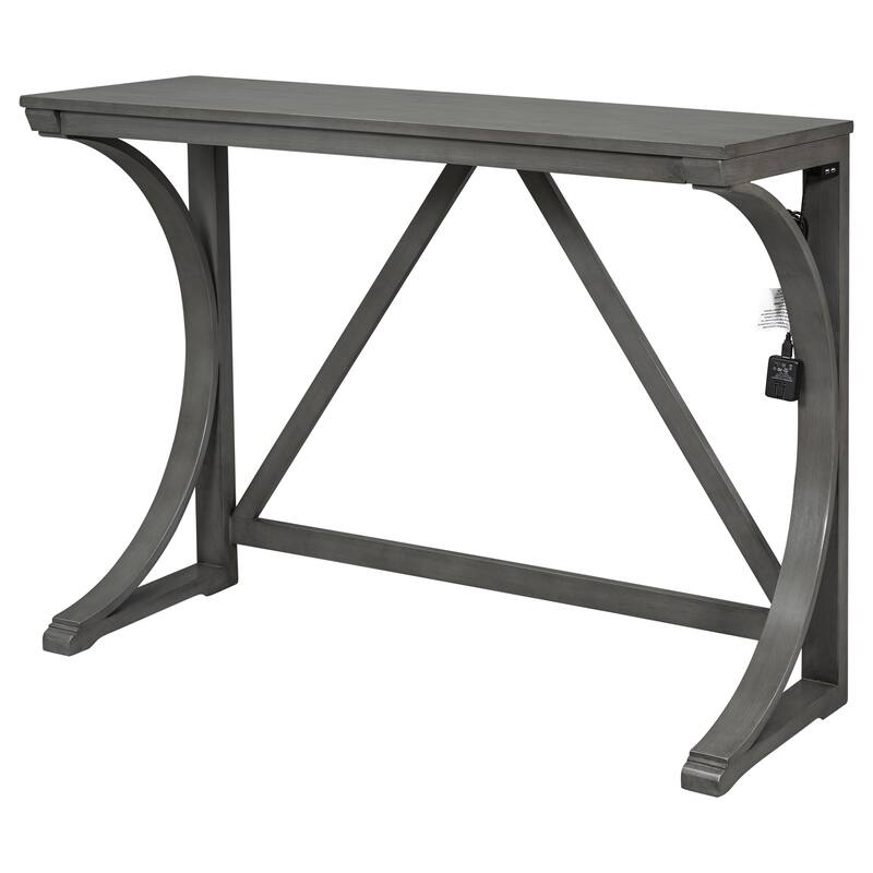 3-Piece Farmhouse Dining Set with USB Port & Stools