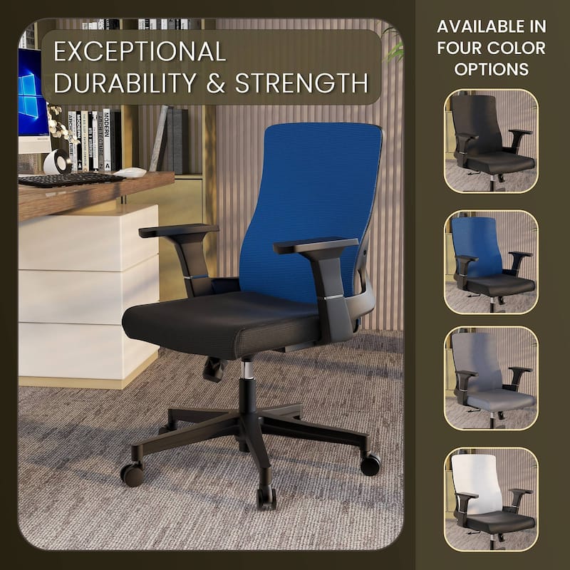 Brio Modern Ergonomic Office Desk Chair with Adjustable Height, Swivel, Breathable Fabric, Durable ABS Frame, Easy Assembly