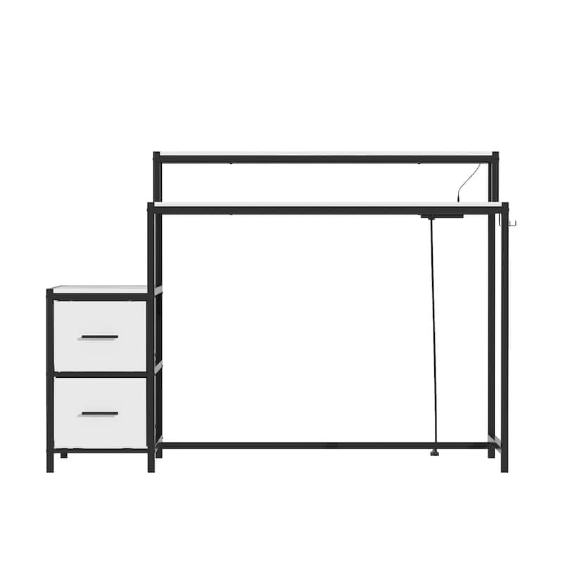 39.4" French Gaming Computer Desk with Power Outlet, 24 Colors & 2 Drawers