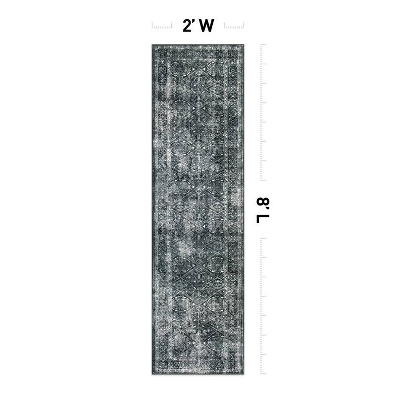 World Rug Gallery Transitional Bohemian Distressed Washable Non Slip Area Rug