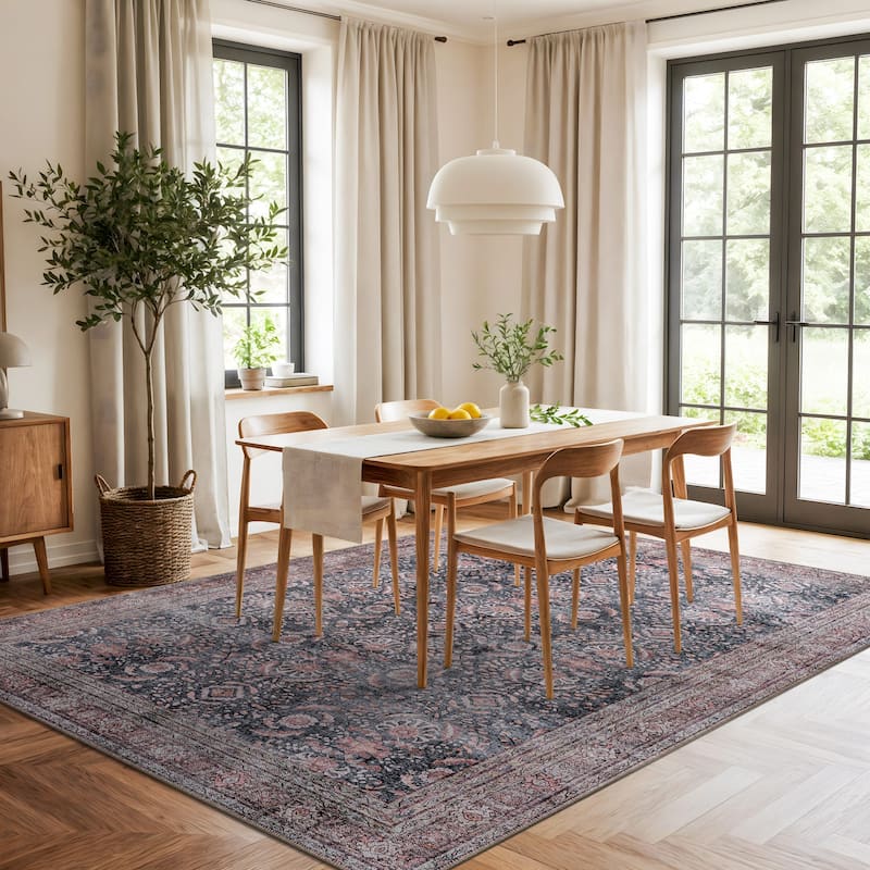 World Rug Gallery Vintage Inspired Machine Washable Non Slip Area Rug