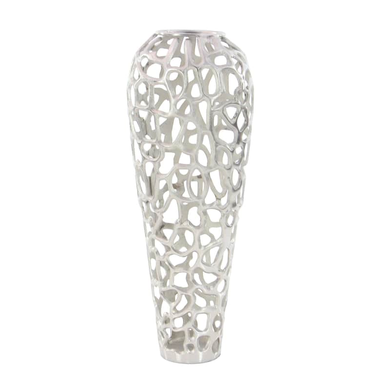 Aluminum Metal Cutout Coral Decorative Vase - Gold or Silver - Roche River Decor