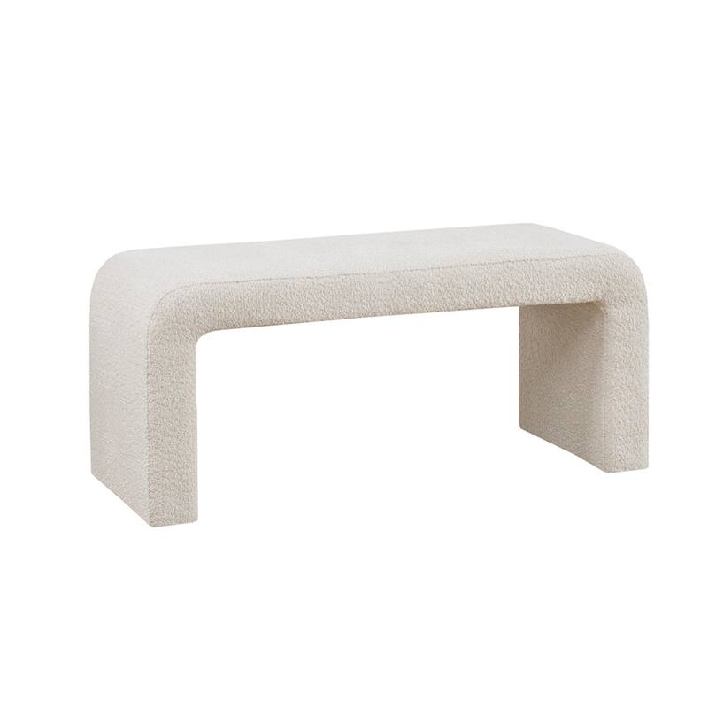 Roomfitters 42-Inch Boucle Upholstered Bench, Modern Minimalist Curved Waterfall Entryway and End of Bed Seating, Cream