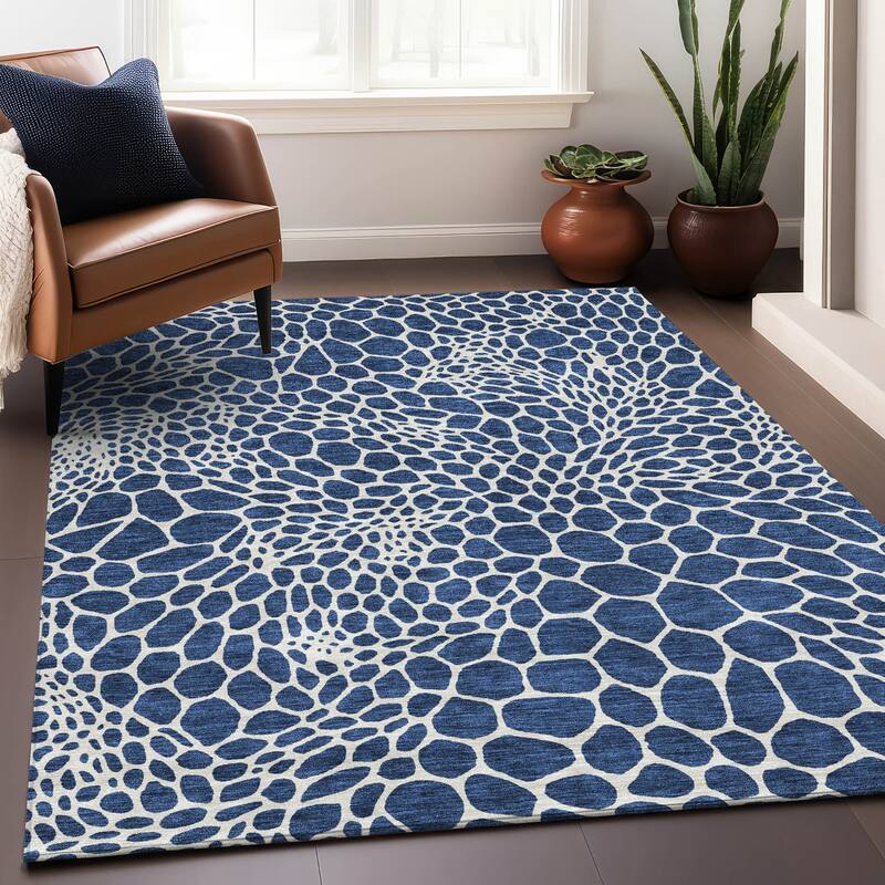 Premium Washable Super Soft Contempory Prints Mayfield Rug - Navy - 10' x 14'