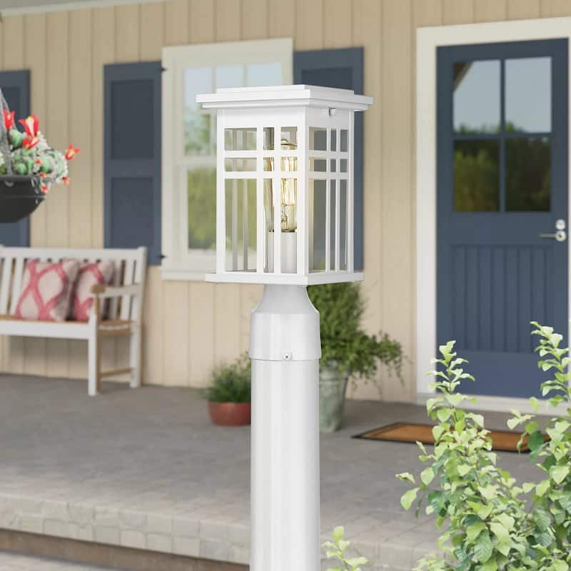 Outdoor Post Light, Lantern Light Fixture with Clear Glass Shade