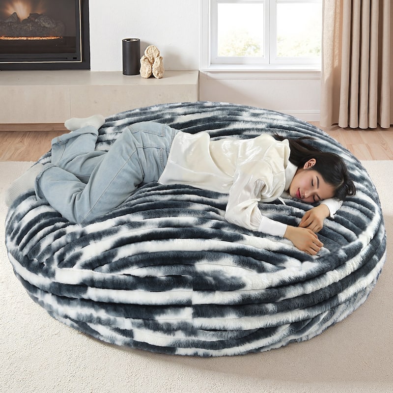 5-foot Round Plush Corduroy Convertible Bean Bag Chair Lounge