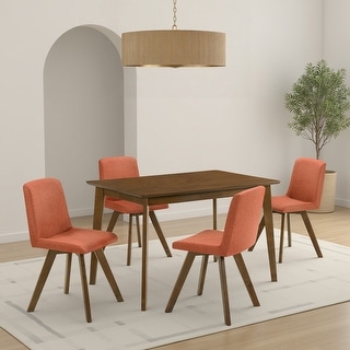 Set of 4 Gina Upholstered Dining Chairs in Walnut Finish