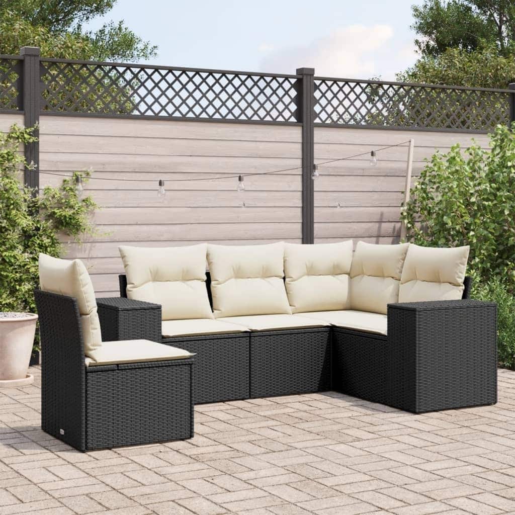 vidaXL Garden Sofa Set Black, Cream White - 24.4 x 32.7 x 27.2