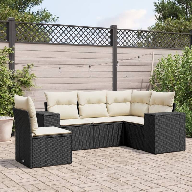 vidaXL Garden Sofa Set - Black and cream Without table