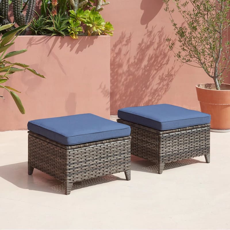 Pocassy 3-Piece Outdoor Wicker Sofa Set with Ottoman