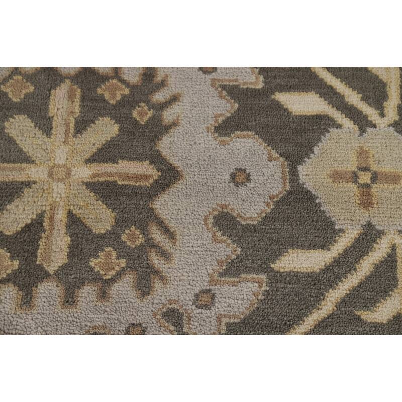 Gray Oushak Oriental Area Rug Hand-Knotted Wool Carpet - 9'0"x 11'11"
