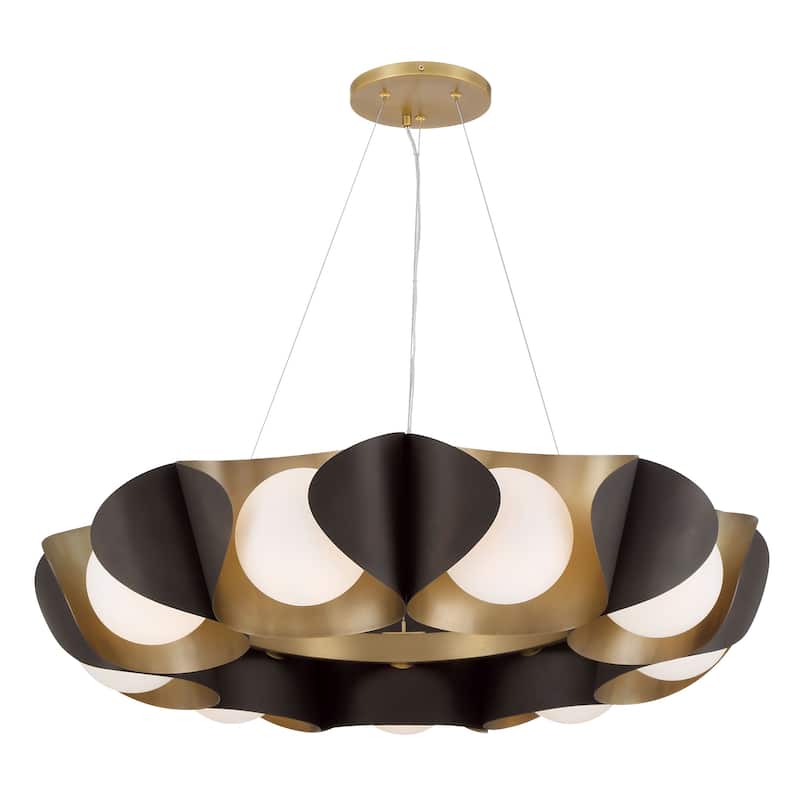 Minka Lavery 3779 Flare 9 Light 35" Wide Multi Light Pendant with - Dark Bronze / Legacy Brass