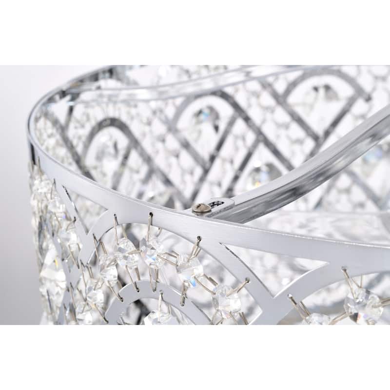 Alexia 24 Inch Chrome Finish Modern Glam Style Crystal Ceiling Lighted Fandelier with Remote