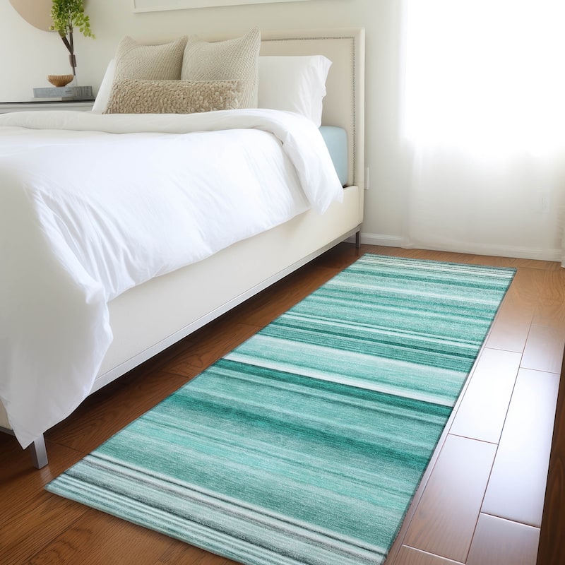 Machine Washable Indoor/ Outdoor Chantille Multi Stripe Rug