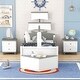 preview thumbnail 30 of 40, Cool Theme Bed Twin Size Boat-Shaped Platform Bed with Twin size Trundle, Kids Bed with Storage for Yours Little Captain