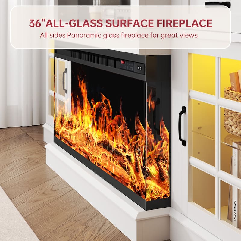 70"Farmhouse Wood Entertainment Center with LED Lights - 70 inch