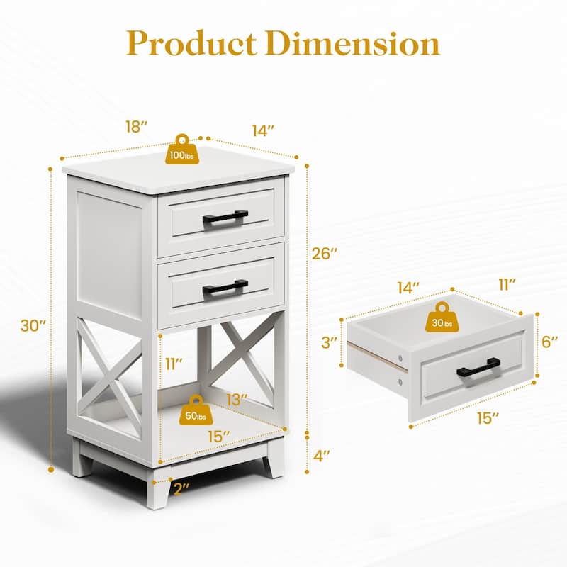 2-Drawer Nightstand (Set of 2)