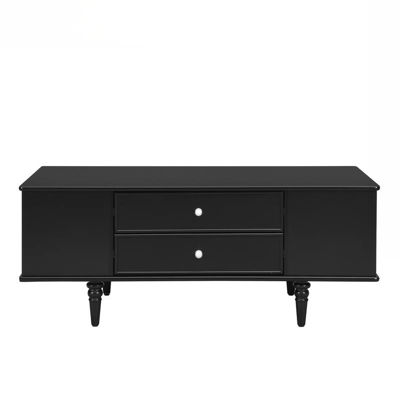 Modern Rectangle Coffee Table with Four Drawers, Two Side Hidden Storage Compartments, 47.2" Wood Coffee Table
