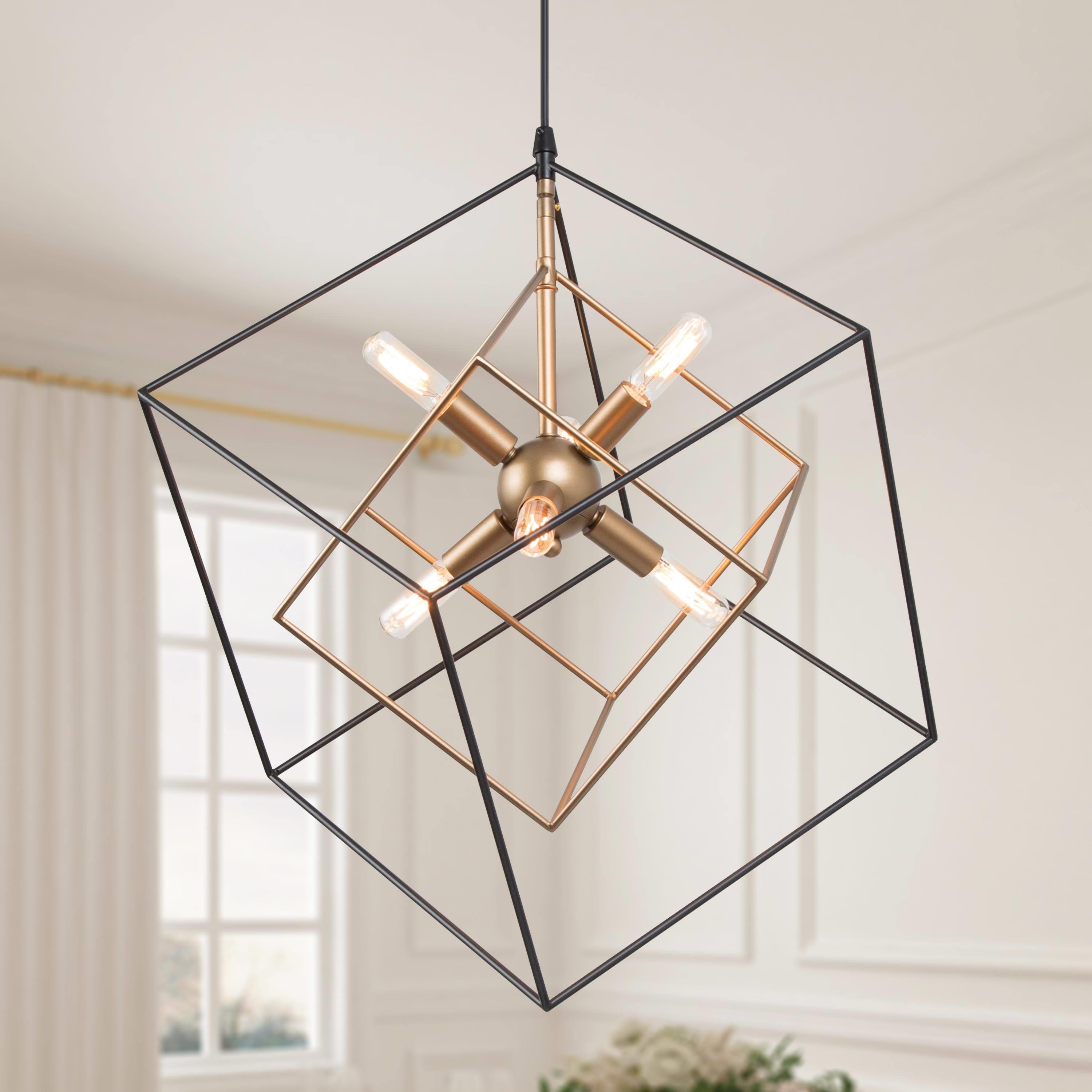 Modern 6 Light Black Gold Sputnik Chandelier Foyer Island Lights for Dining Room 21.5 Dx23.5 H On Sale Bed Bath Beyond 35361801