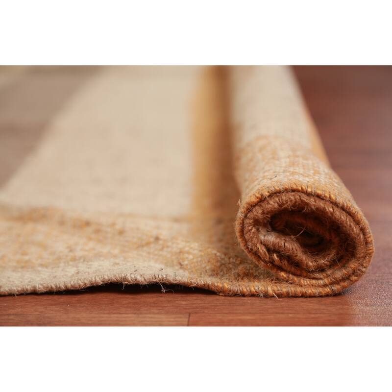 Hand Woven Oriental 100% Jute Carpet Modern Stripe Multi-Colored Kilim Area Rug - 12' 0'' X 9' 7''