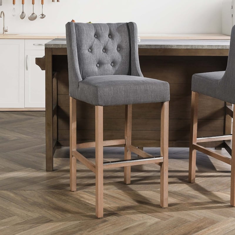 The Gray Barn Cedar Hollow Grey Tufted Upholstered 30-inch Barstool