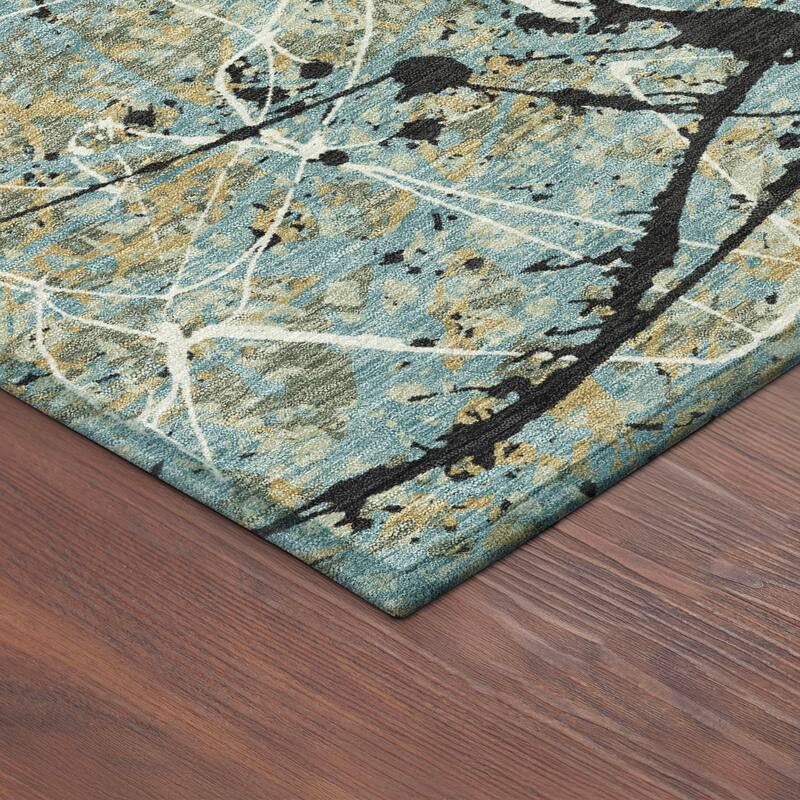 Machine Washable Indoor/ Outdoor Modern Splatter Chantille Rug