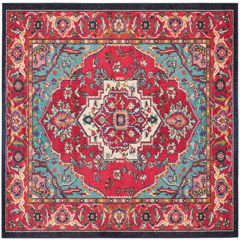 SAFAVIEH Monaco Donika Boho Medallion Rug - 6'7" Square - Red/Turquoise
