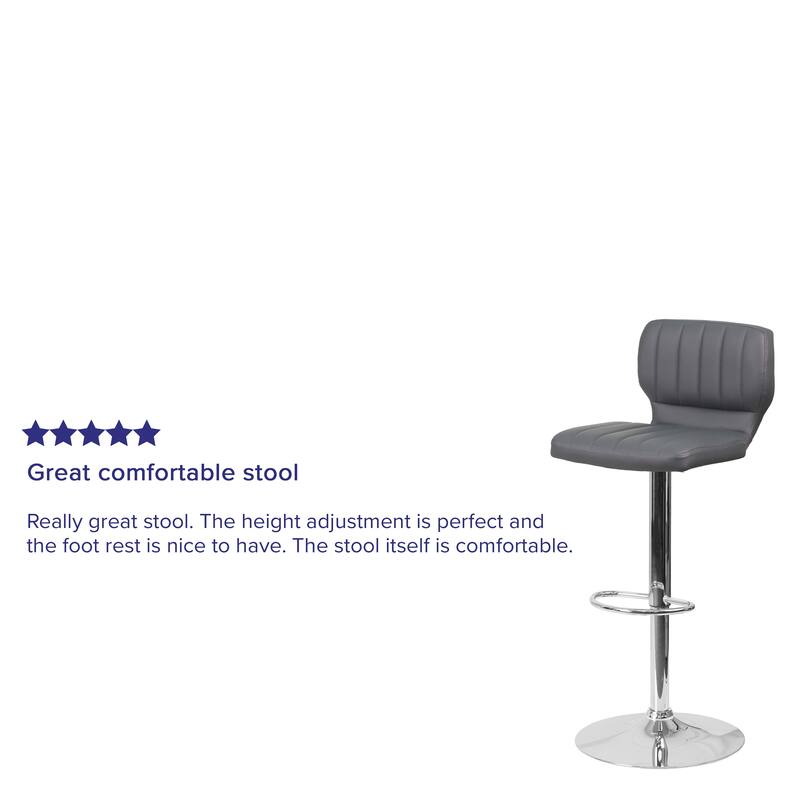 Vinyl Adjustable Barstool with Vertical Stitch Back (Set of 2)
