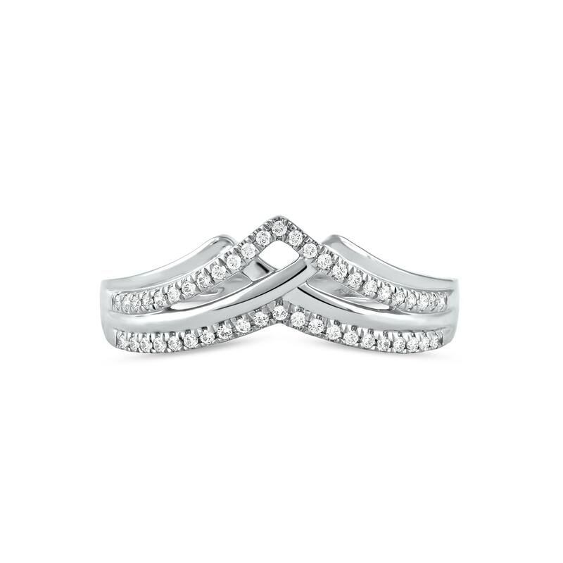 1/8ct TDW Diamond Contour Wedding Band in 10K Gold for Women