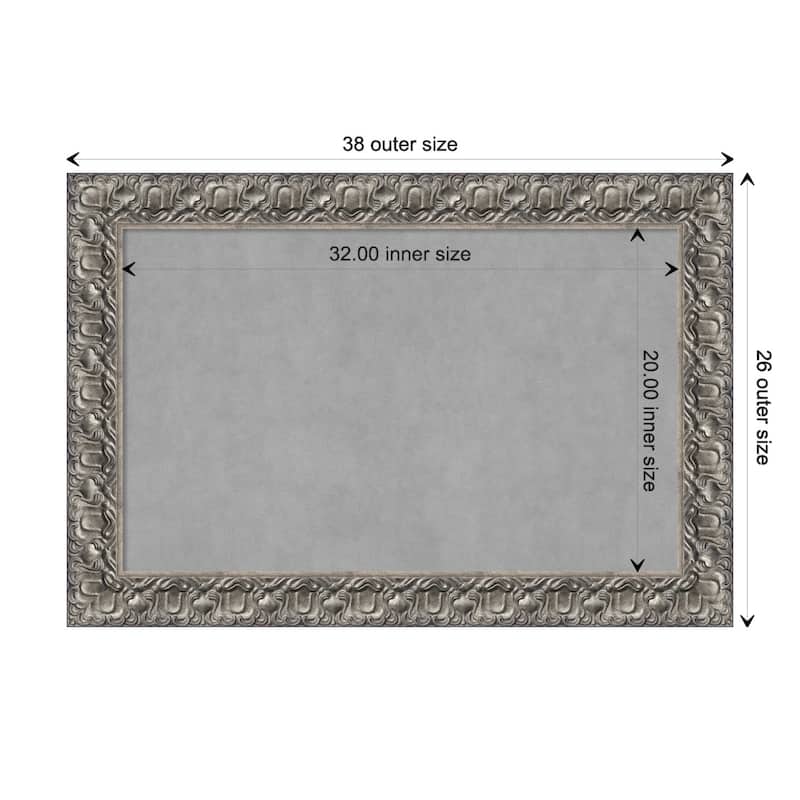 Amanti Art Silver Luxor Framed Magnetic Board - Board Size 32x20