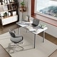 preview thumbnail 18 of 25, 55” Rectangular Kitchen Dining Table Sintered Stone Tempered Glass Top with Metal Frame Table