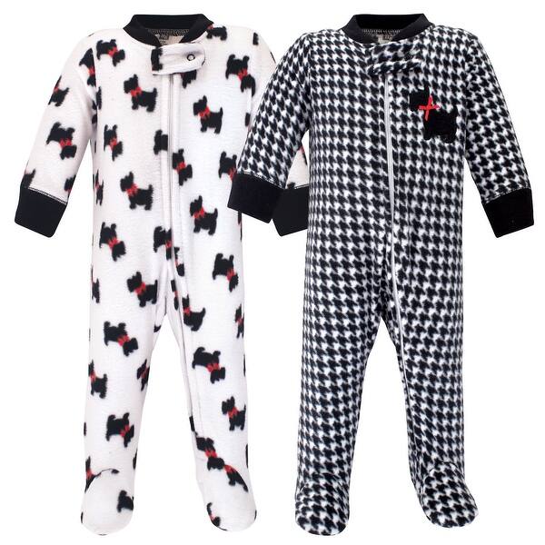 slide 1 of 1, Hudson Baby Infant Girl Fleece Zipper Sleep and Play 2pk, Scottie Dog 0-3 Months - Scottie Dog