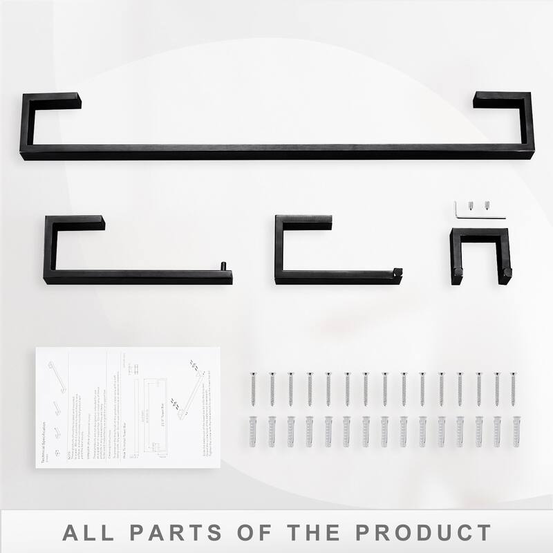 WOWOW Modern Style 4-Piece Bathroom Hardware Set with Installation Accessories