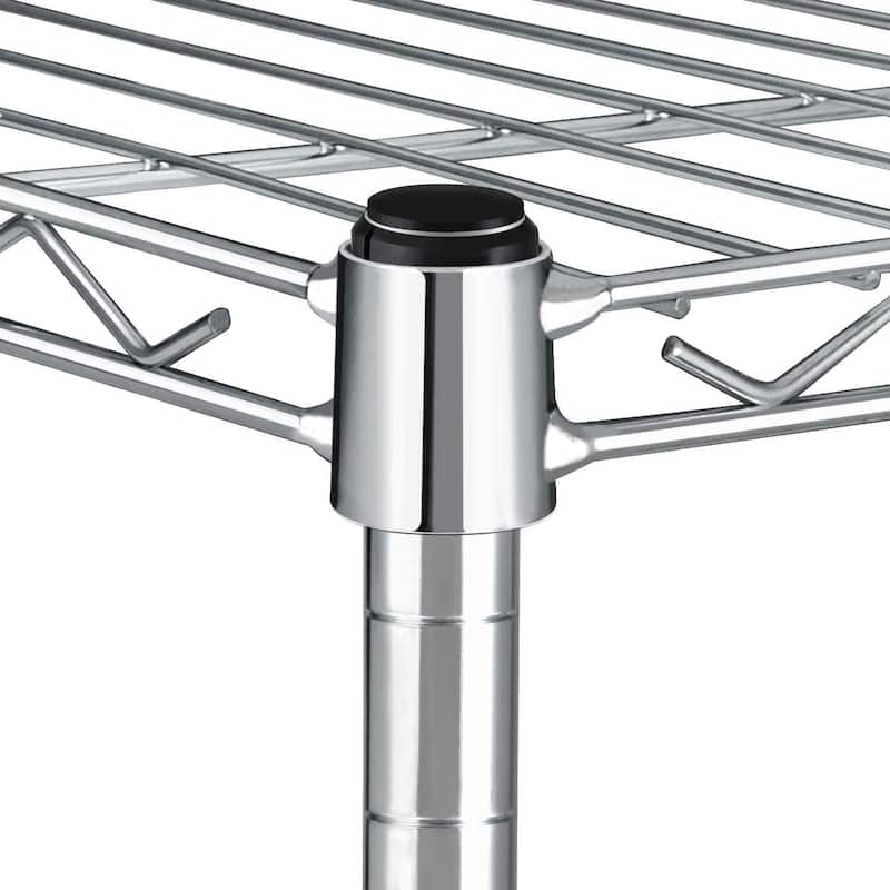 4-Shelf Iron Pantry Organizer with Wheels in Silver, Adjustable Heavy-Duty Storage Shelves