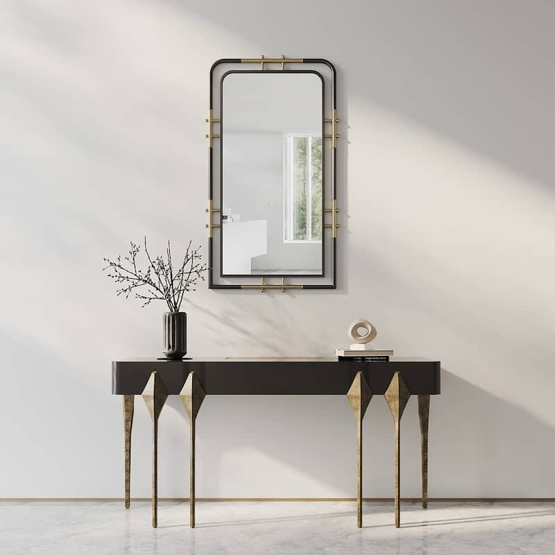 MacLuu Black and Gold Rectangle Wall Mirror - Black & Gold - 36.62" x 20.87"