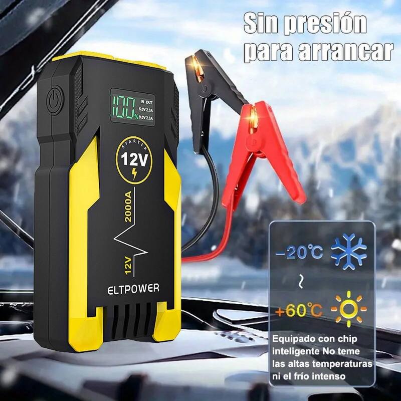 20000mAh Car Jump Starter, 2000A Peak for 9L Gas/7L Diesel, LED Light