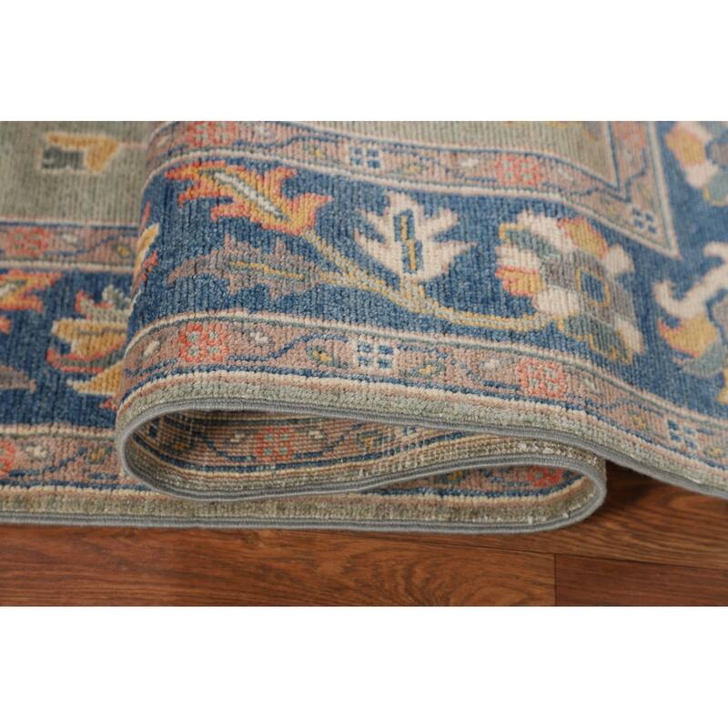 Sage Green Kazak Accent Rug Hand-Knotted Wool Carpet - 3'11" x 5'10"