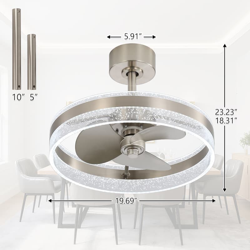 20-inch Ceiling Fan with Remote Control, Dimming and Reversible DC Motor
