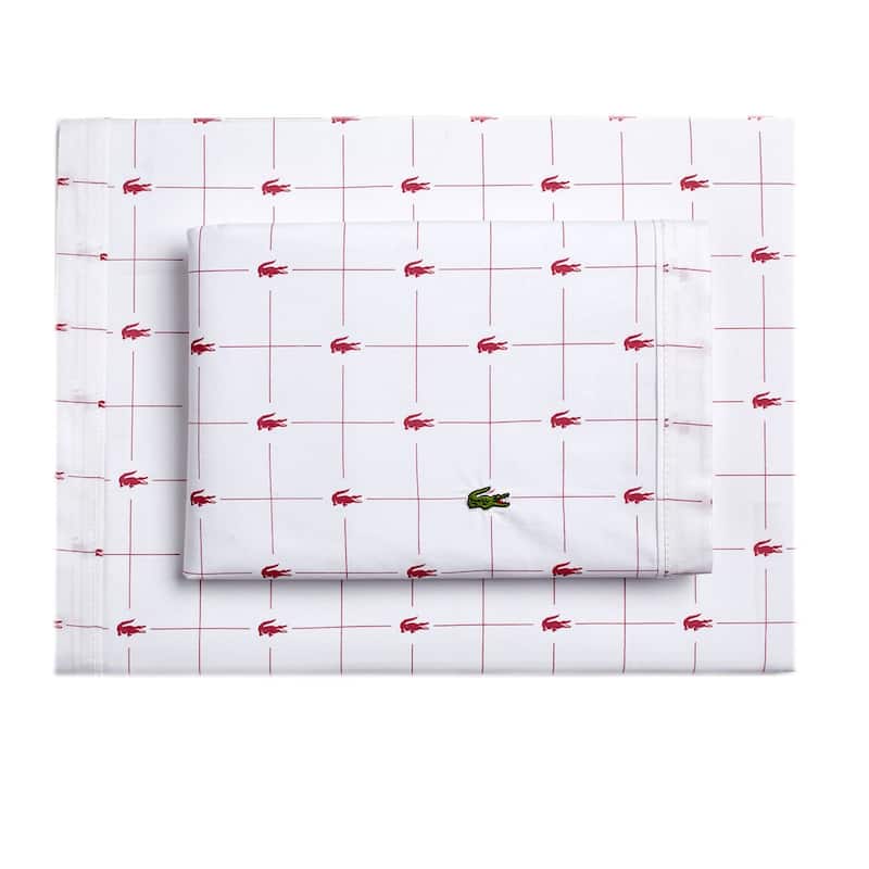 Lacoste Slice Pair Geometric 100% Cotton Pillowcase - Standard - Baroque Rose