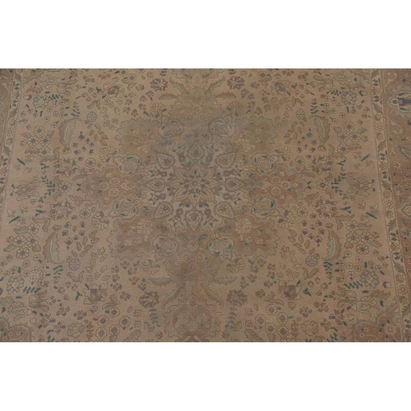 Distressed Tabriz Persian Vintage Rug Handmade Oriental Wool Carpet - 9'6" x 12'9"