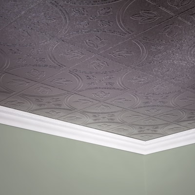 FASÄDE Traditional Style 5 Decorative Vinyl 2ft x 4ft Glue Up Ceiling Panel in Galvanized Steel (5 Pack)
