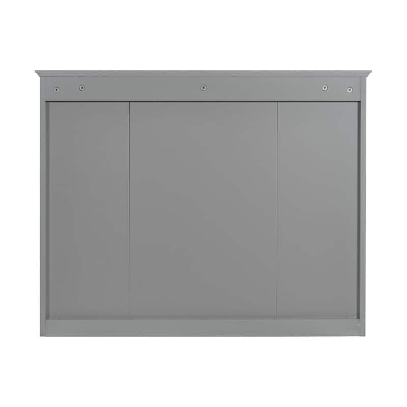 35'' x 27.5'' Modern Bathroom Wall Medicine Cabinet, Wall Mounted Bathroom Storage Cabinet with Mirror and 6 Open Shelves - N/A