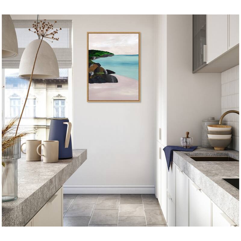 Kate and Laurel Sylvie Seascape Framed Canvas by Nikita Jariwala