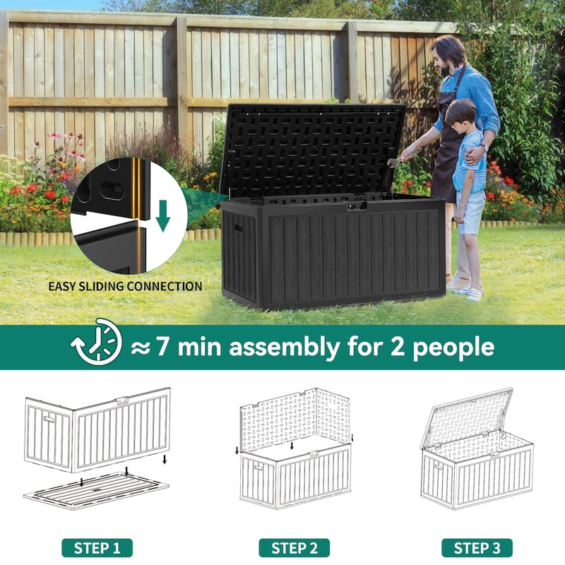 90 Gallons Water Resistant Resin Lockable Deck Box