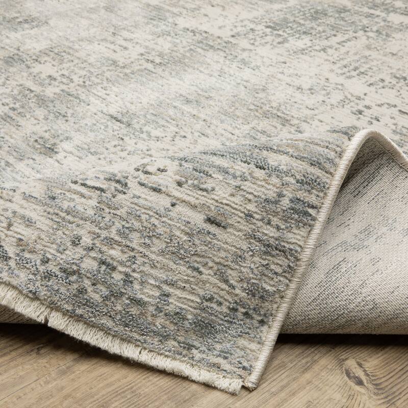 Sienna Distressed Abstract Grey/ Blue Area Rug