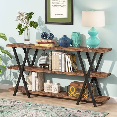 70.8" Extra Long Narrow Sofa Console Table Entryway Table with Storage Shelf, TV Stand
