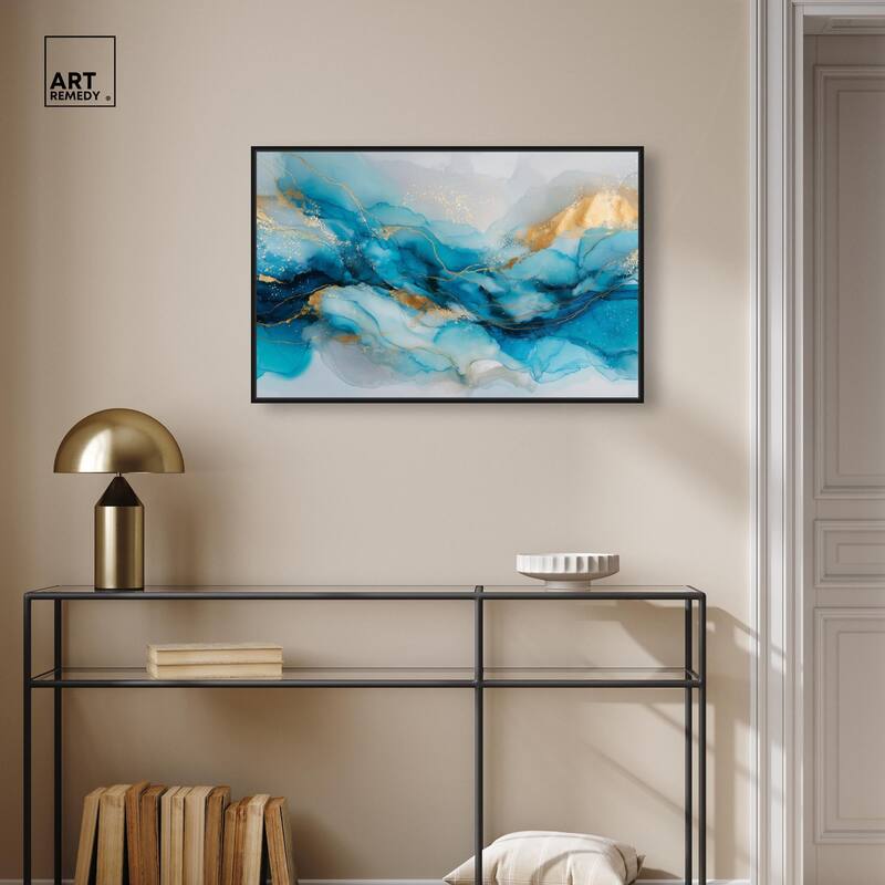 Ethereal Blue and Gold Canvas by Art Remedy