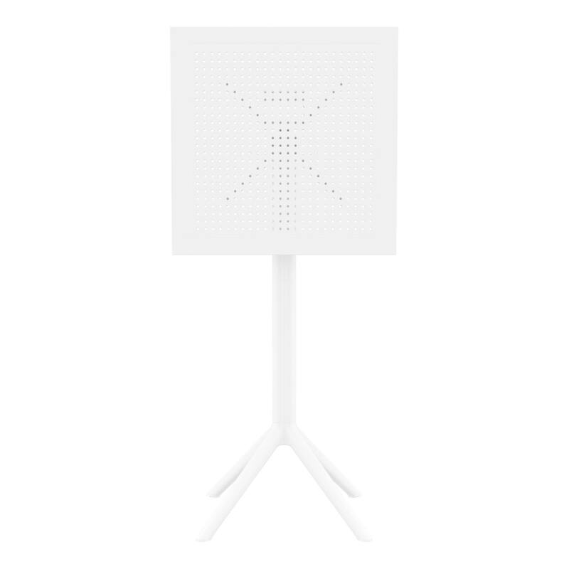 42.5" White Folding Square Outdoor Patio Bar Table